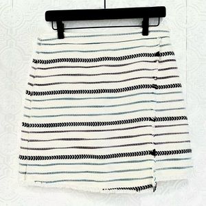 LOFT Faux Wrap Striped Fringe Skirt Size 6